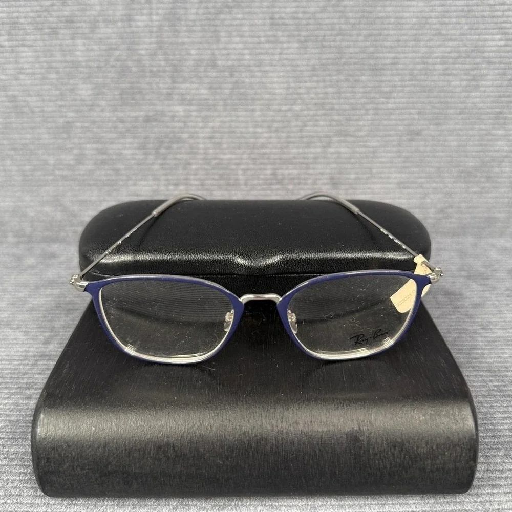 Ray-Ban RB1056‎ Eyeglass Frames Blue Silver Metal 46-17-130 With Case Y2K